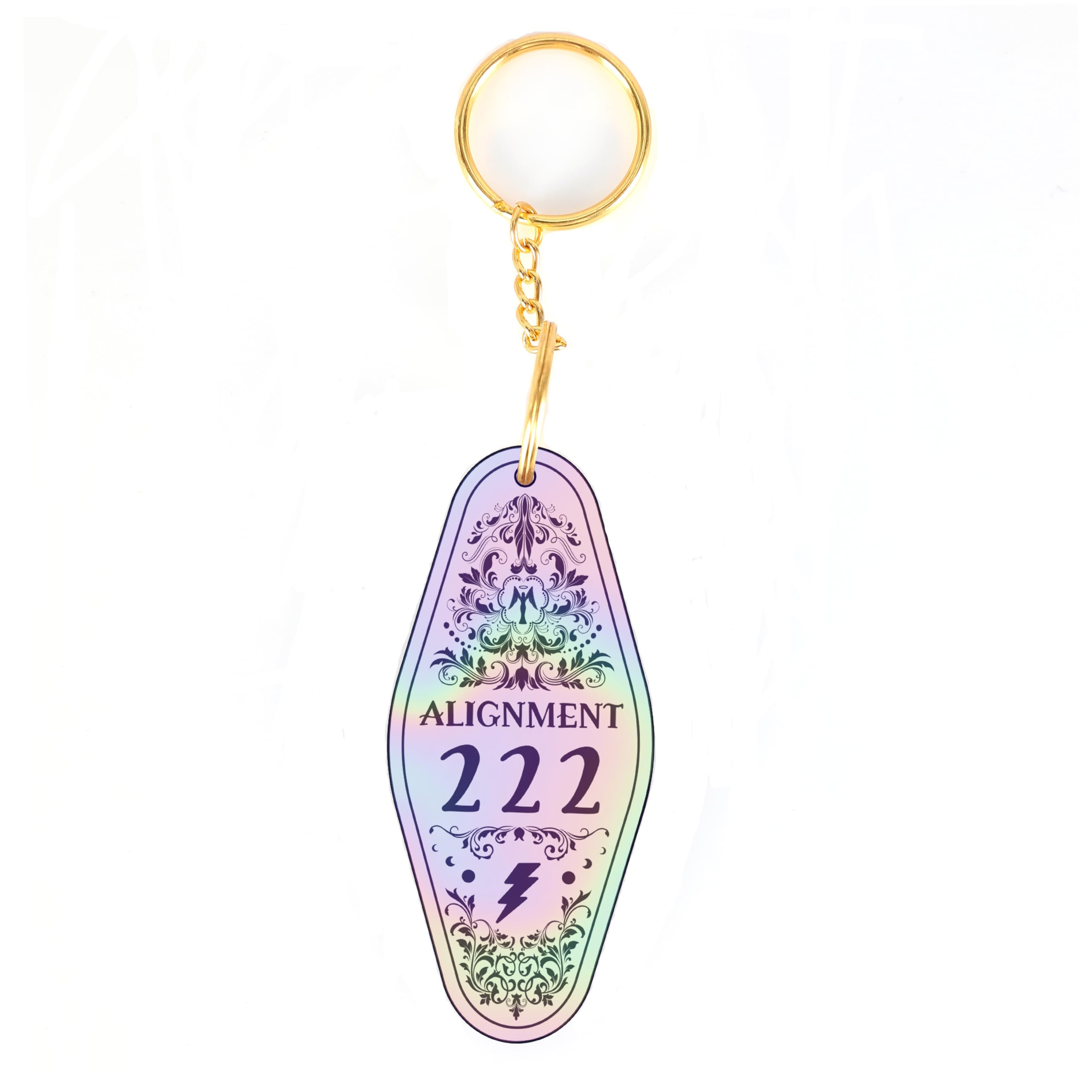 Asvp Shop Unisex Iridescent Angel Number Vintage Motel Key Tag Keychain Key Ring Manifestation One Size