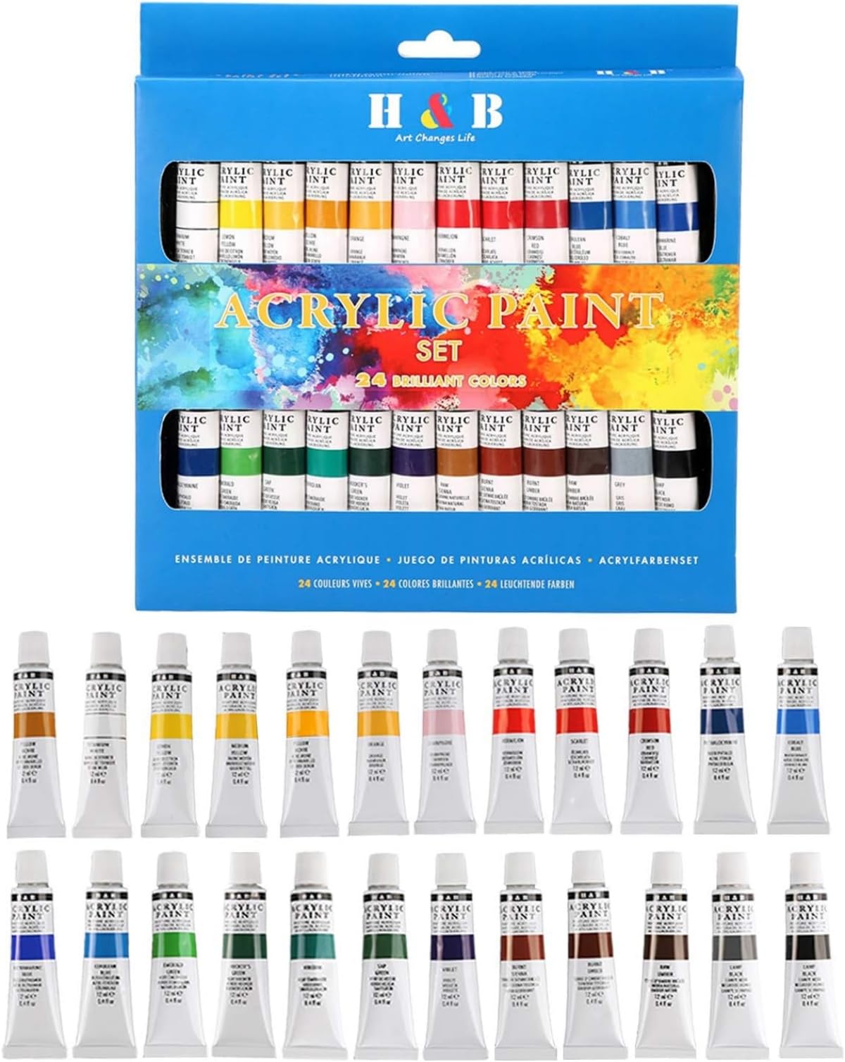 Mumoo Bear 24 Colors Oil acrylic Paints Set Water Color for Hand Painted Wall Painting Textile Paint Nail Glass art Painting Paint Fabric Brightly Colored art Supplies Drawing Tools