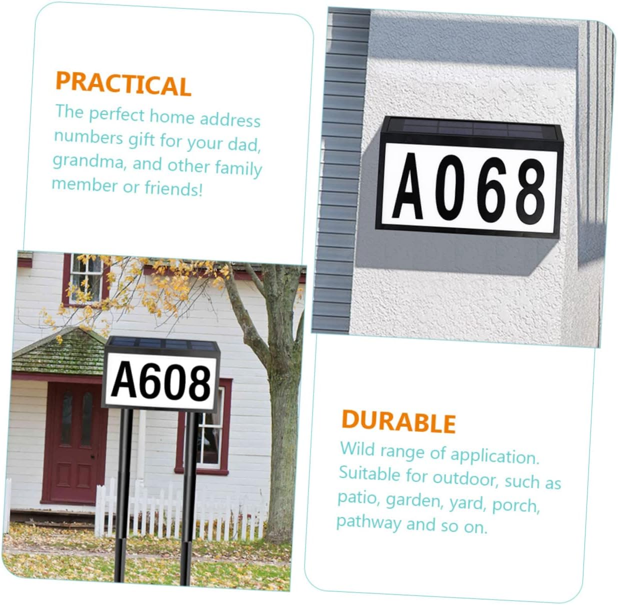Solar Address Sign Light 2-Pack Solar Powered House Number Lamp Waterproof LED Doorplate Light for Outdoor Use Automatic Illumination for Gardens and Pathways