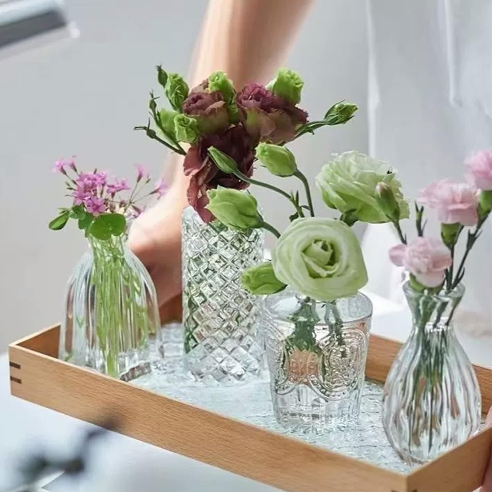 30pcs Vasen Set Kleine Vasen für Tischdeko, Vintage Kleine Glasvasen Set Hochzeitsdeko, Mini Blumenvasen Tischdekoration, 30 Muster Mini Vase Tischdeko für Party, Budvasen Geschenk