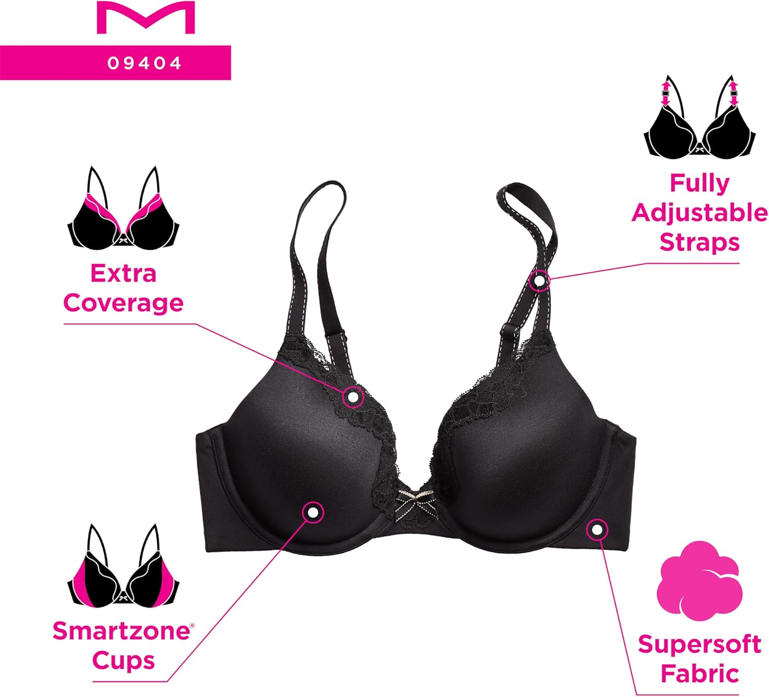 Maidenform Women's Padded Underwire Bra, Full Coverage T-Shirt Bras for Women, Convertible, Seamless (Plus - Image 4