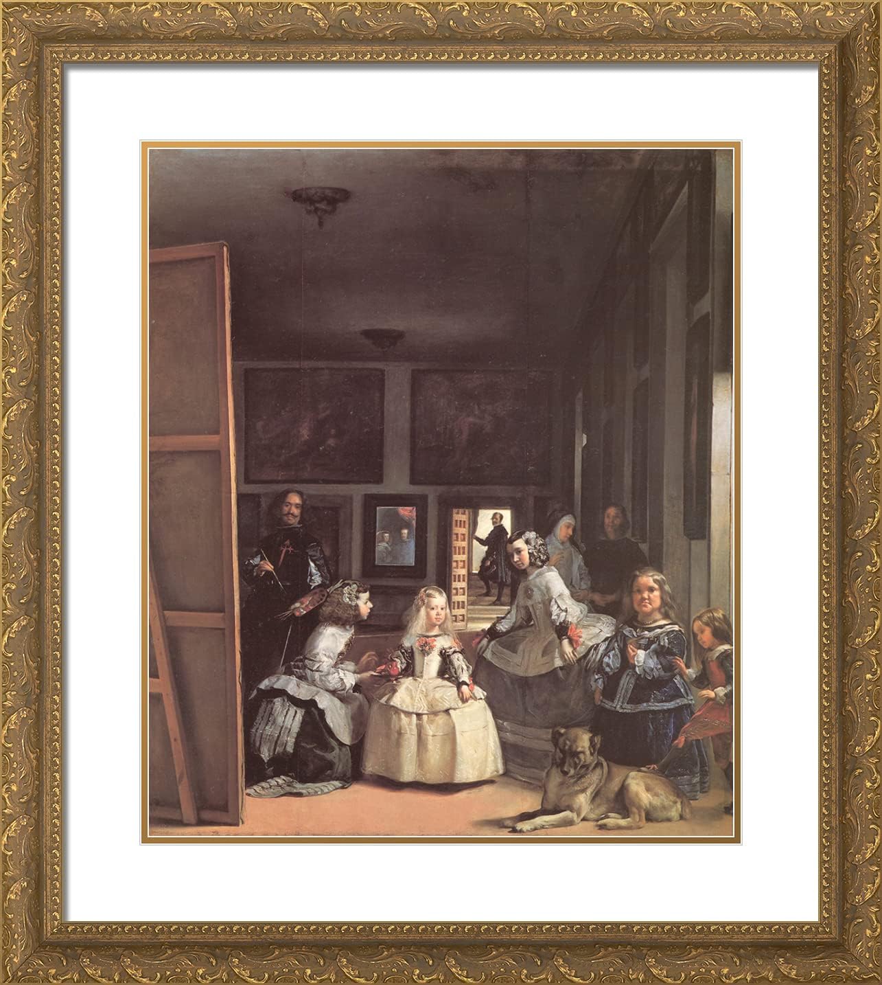 ArtDirect Velazquez, Diego 20x22 Gold Ornate Framed Art Print with Double Matting Titled: Las Meninas