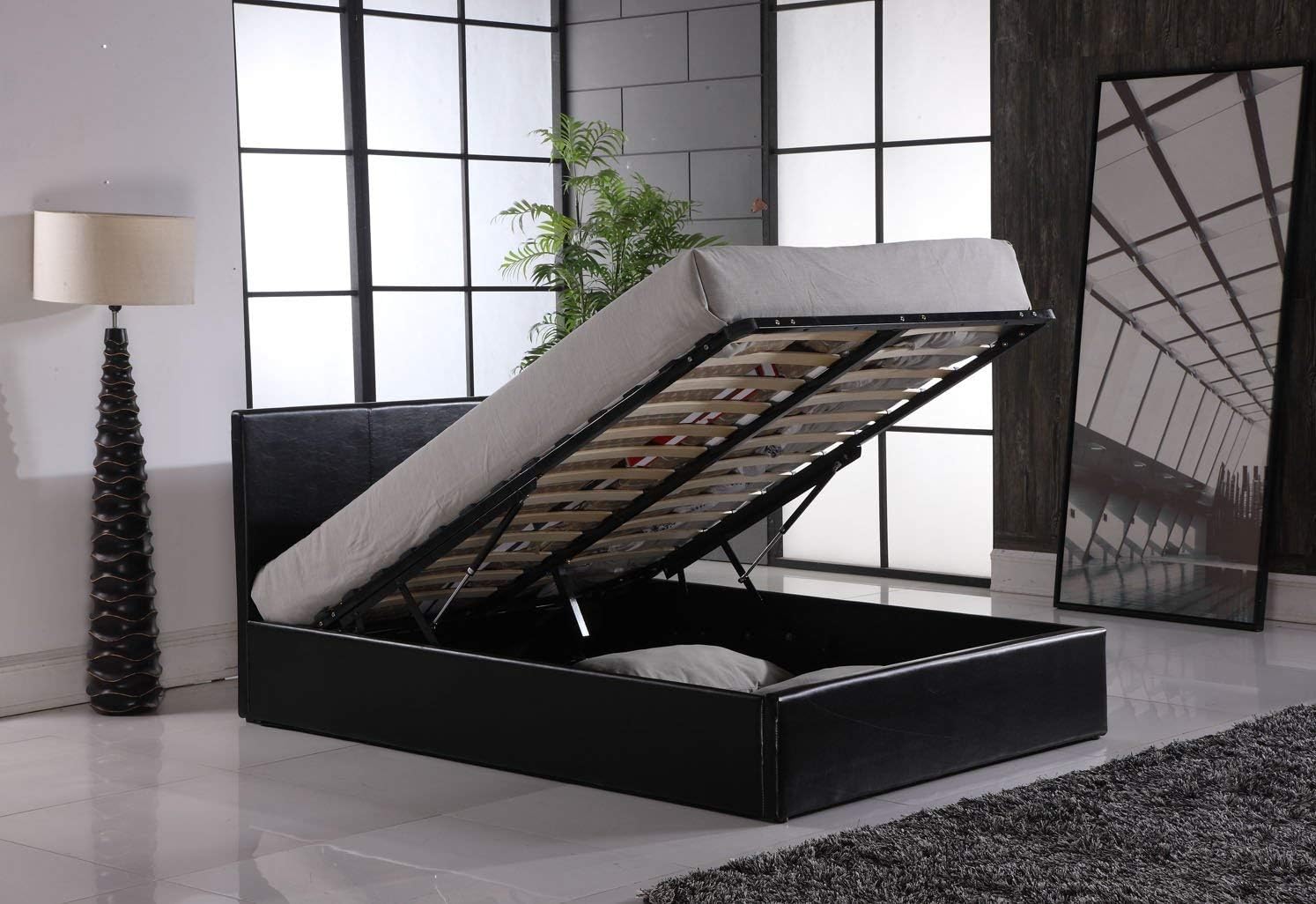 Home Treats Black Ottoman Bed frame. Lift Up Storage Bed. Prado Gas ...