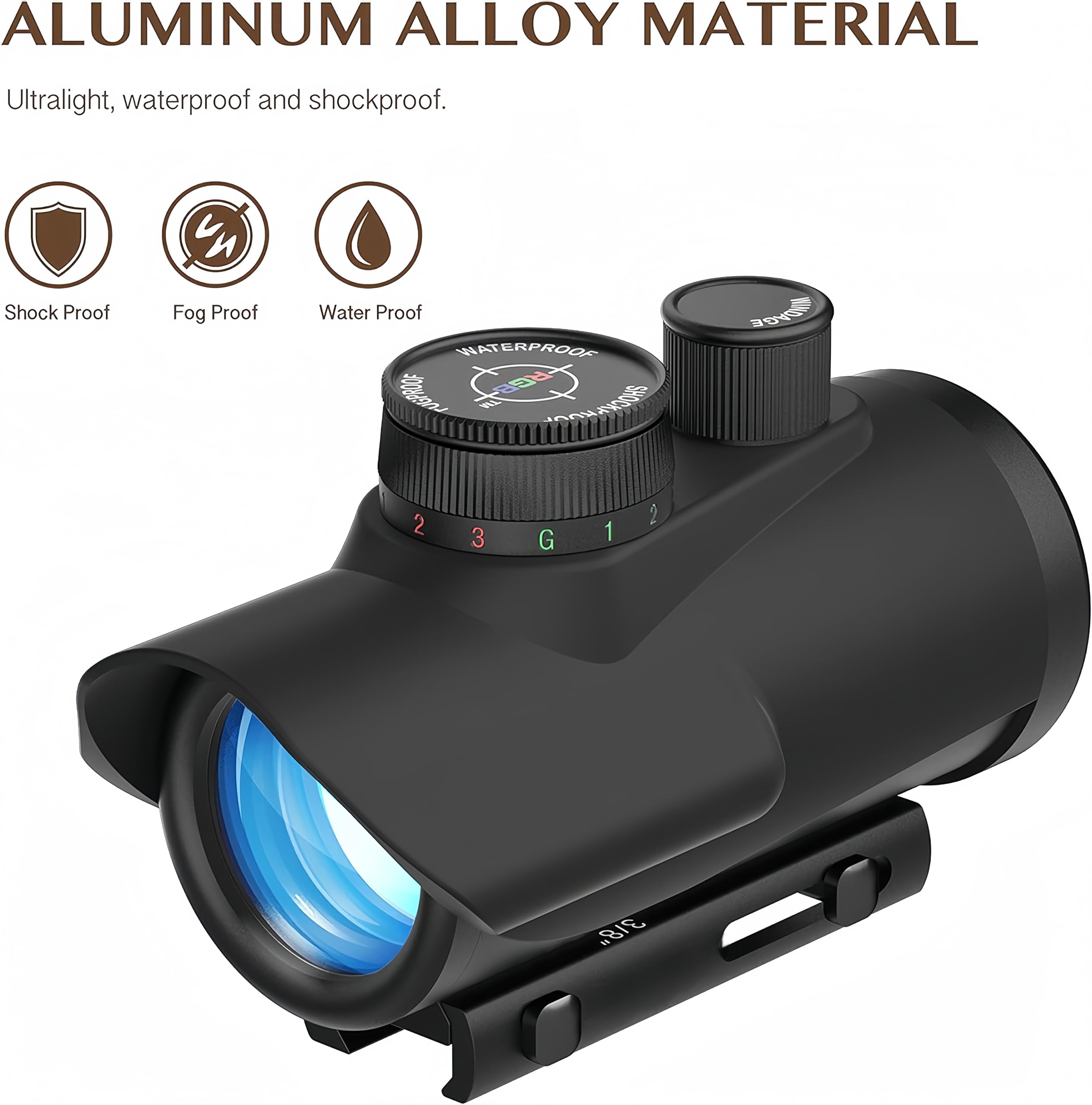 KinZon Viseur Point Rouge, Lunette de visée pour Carabine Optique 30mm Rouge Vert, Réglages de luminosité avec 22mm/11mm Weaver Picatinny Rail Mount, Chasse Airsoft