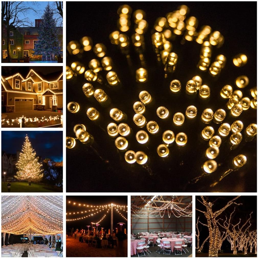 Emeier Solar Power Warm White Colors Light 200 LED Waterproof Garden Christmas Party String Fairy Lamp on Discount