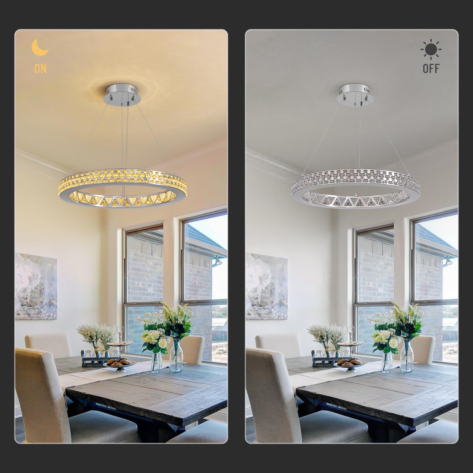 Snapklik.com : Moooni 24" Crystal Chandelier,Round Modern Chandeliers