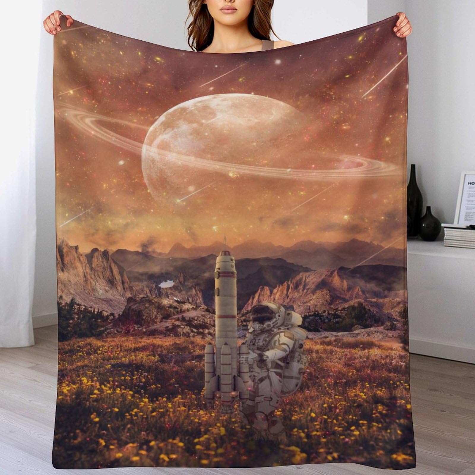 Couverture douce flanelle pour canapé et lit - Finissez-en avec le froid grâce au plaid astronaute