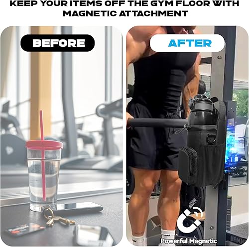Miniatura 3 de Bolsa magnética de gimnasio para hombres, soporte magnético para botella de agua, bolsa de gimnasio pequeña para hombres, regalos de gimnasio,