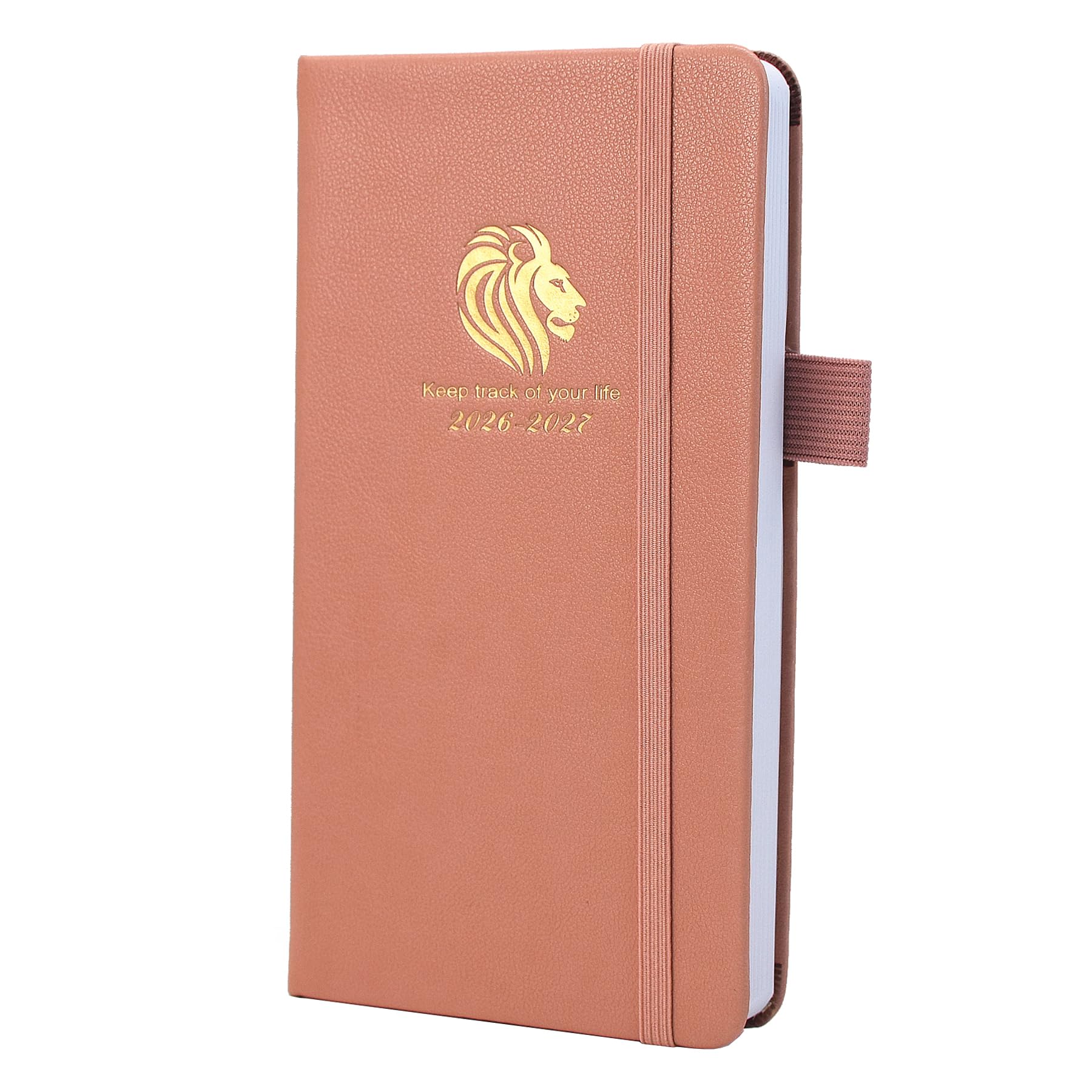Diary 2026-2027 - 18 Month Mid Year Diary from Jul. 2026 to Dec.2027, A6 Pocket Week to View, Weekly & Month Planner with Leather Cover, Pen Loop (Pink)