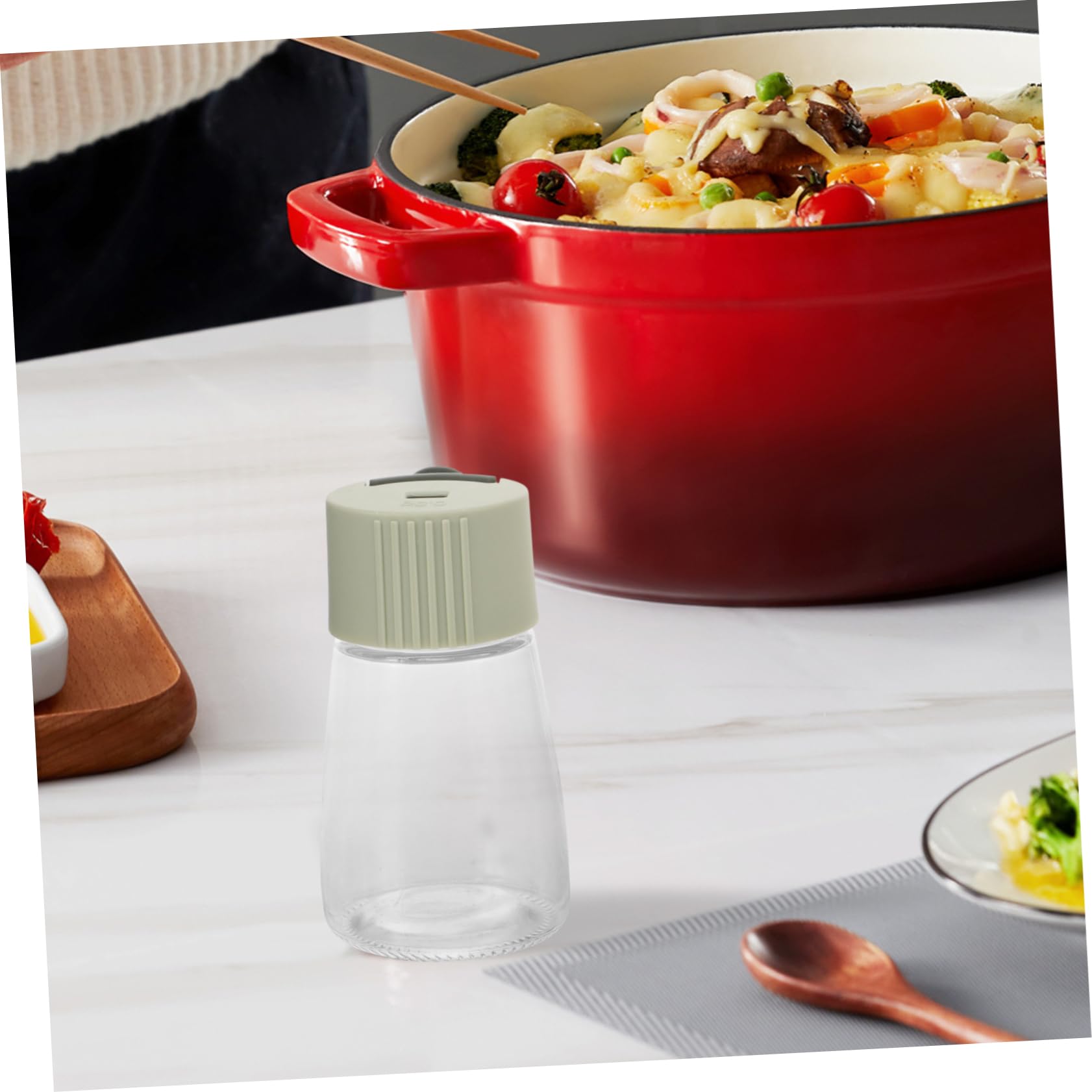 IMIKEYA Barattoli per Spezie Bottiglie Pratiche di Perdite Set di 4 in Vetro Dosatore per Condimenti per Mantenere Ordinata la Cucina Durante la Preparazione
