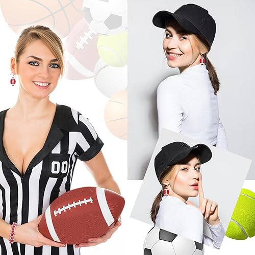 Miniatura 6 de EVERMARKET 100 cuentas de fútbol de arcilla polimérica de goma para fútbol, softbol, bolas de rugby, espaciador de pelota de rugby, cuentas