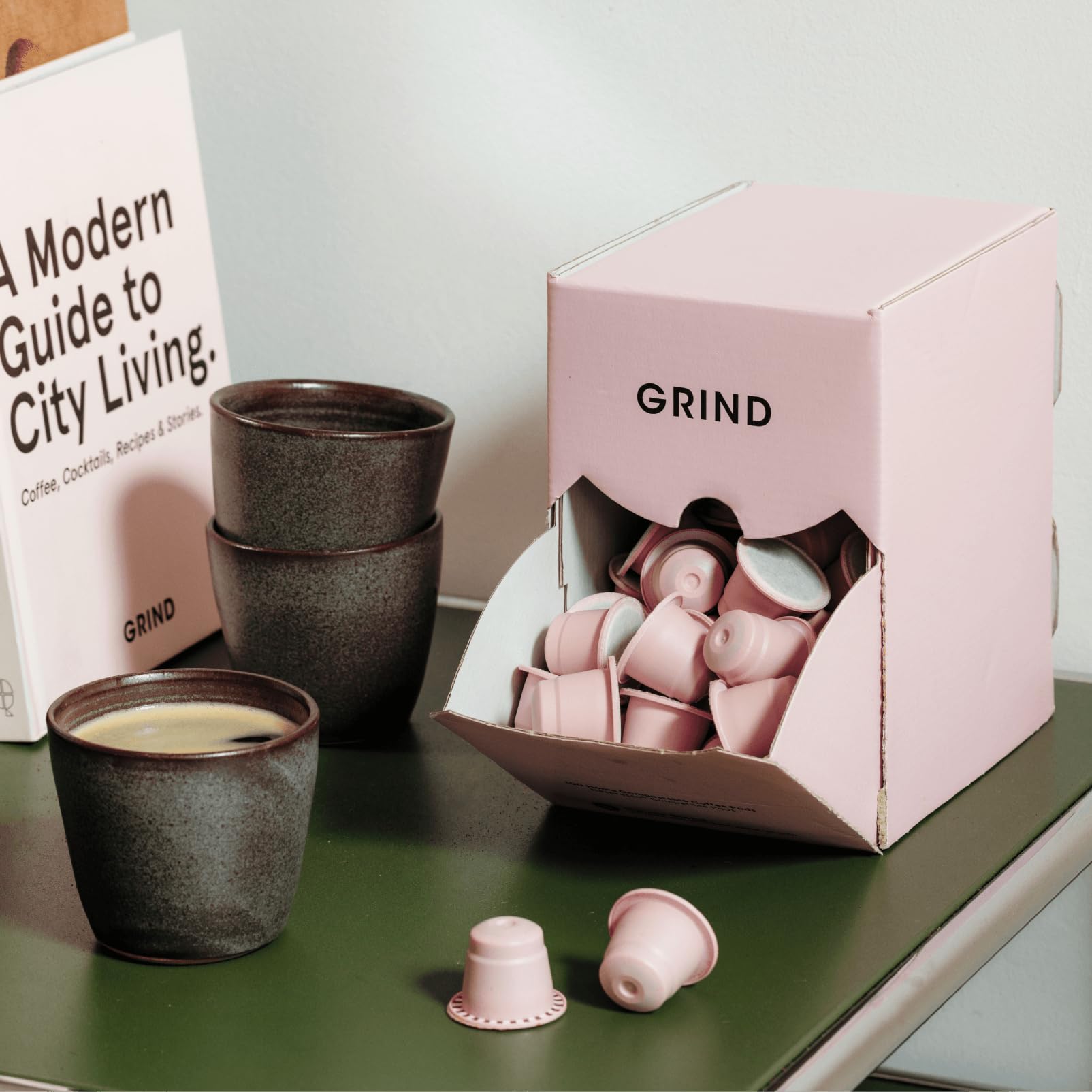 Grind Dark Kaffeekapseln – 100 bioabbaubare Kapseln – 100% Arabica – Kompatibel mit Nespresso® Original – Ethisch einwandfreie Herkunft – Spezialitätenkaffee – Dunkle Röstung