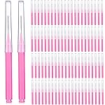 Patelai 100 Pieces Braces Brush for Cleaner Interdental Brush Toothpick Dental Tooth Flossing Head Oral Dental Hygiene Flosser Toothpick Cleaners Tooth Tool(Pink,Portable Size)