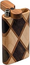 Wooden Pocket Humidor Set with Swivel Lid – Paragon Autumnwood – Premium American Hardwood – Dual Compartment (Silver-Tone - Ribbed Brass)