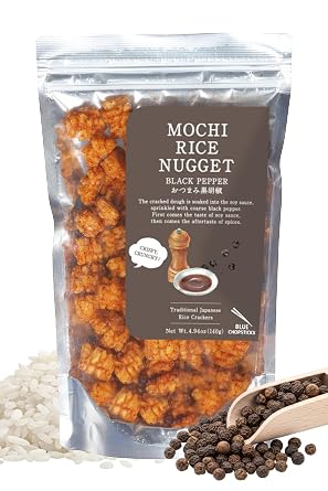 Mochi Rice Nuggets, Black Pepper Rice Crackers, No MSG, 4.9 oz 140 g