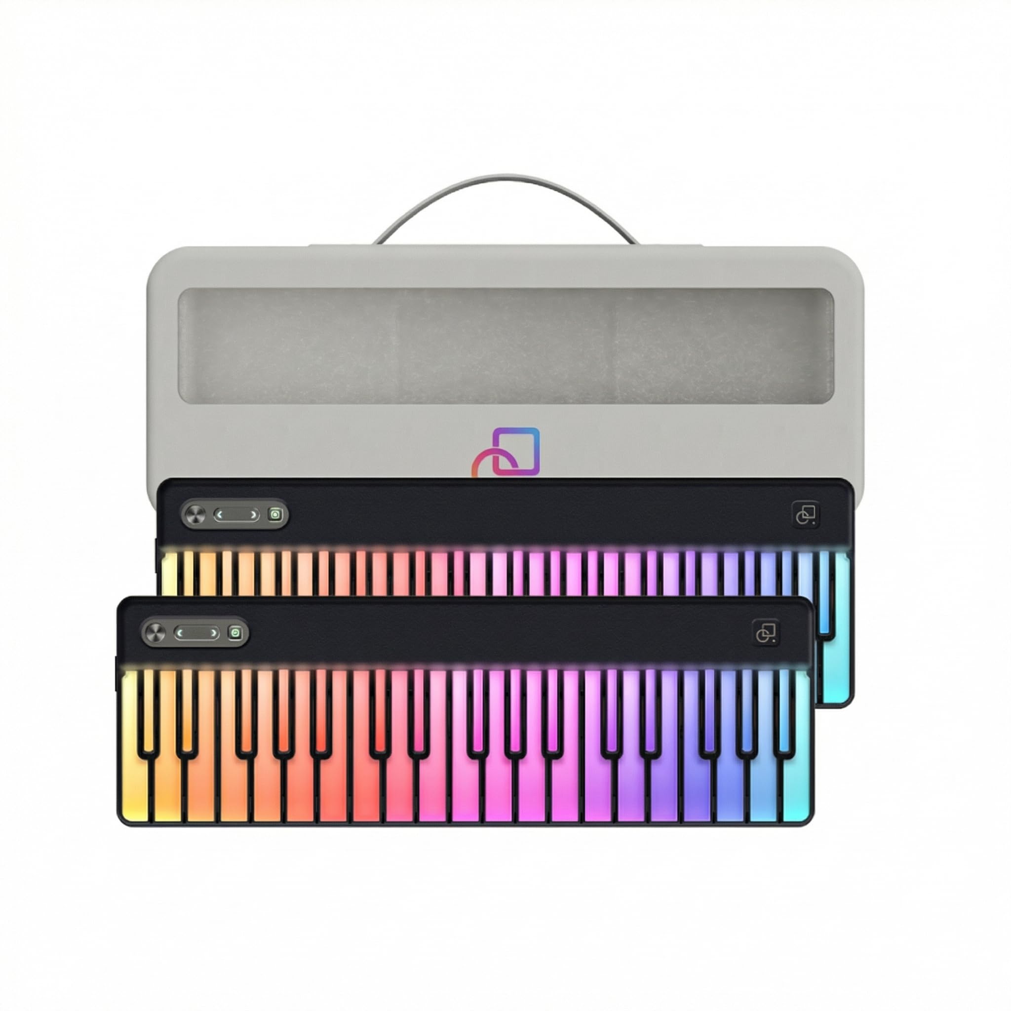 72-Key Modular MIDI Keyboard Controller Bundle with 2x36 RGB Light-Up Keys, Protective Carry Case, No Octave Shifting, Bluetooth MIDI, USB-C & NFC, DAW Compatible, Black