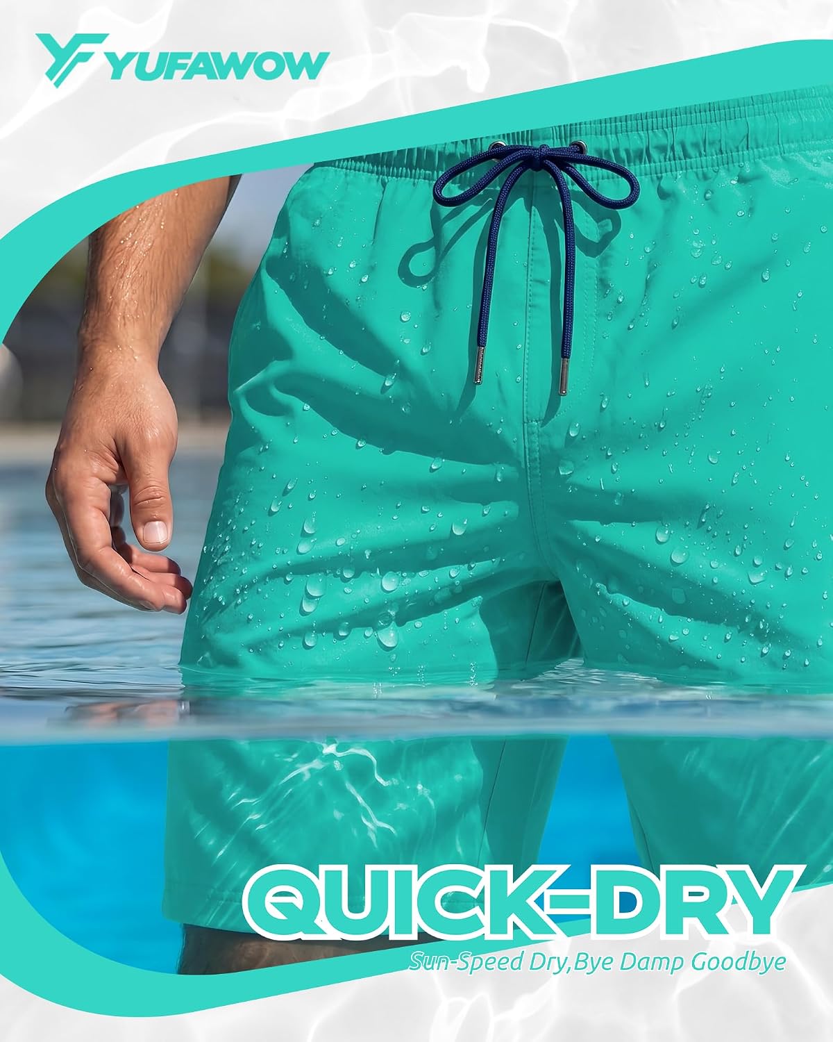 Yufawow 9 Inch Men Swim Trunks with Mesh Lining Quick Dry Breathable Pockets for Summer Beach Cruise Water Park Gym Running image 5
