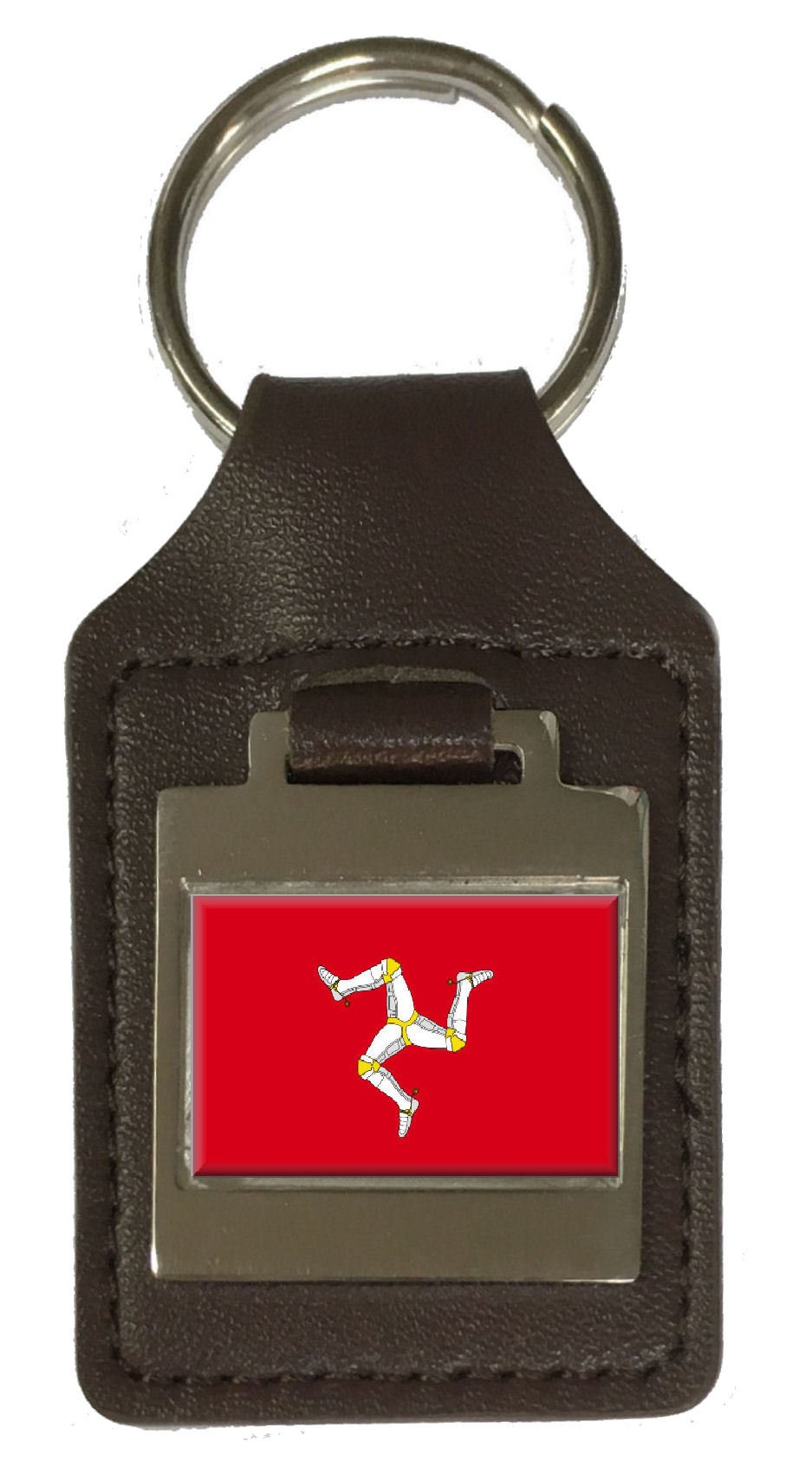 Schlüsselanhänger aus Leder mit Gravur Isle Of Man Flagge