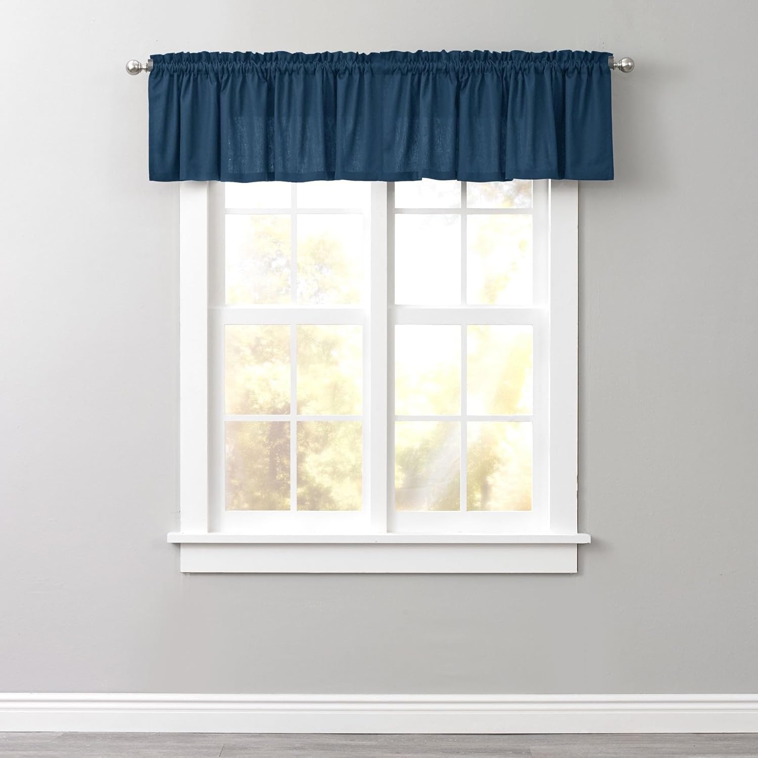 BrylaneHome Poly Cotton Canvas Rod-Pocket Valance - Navy
