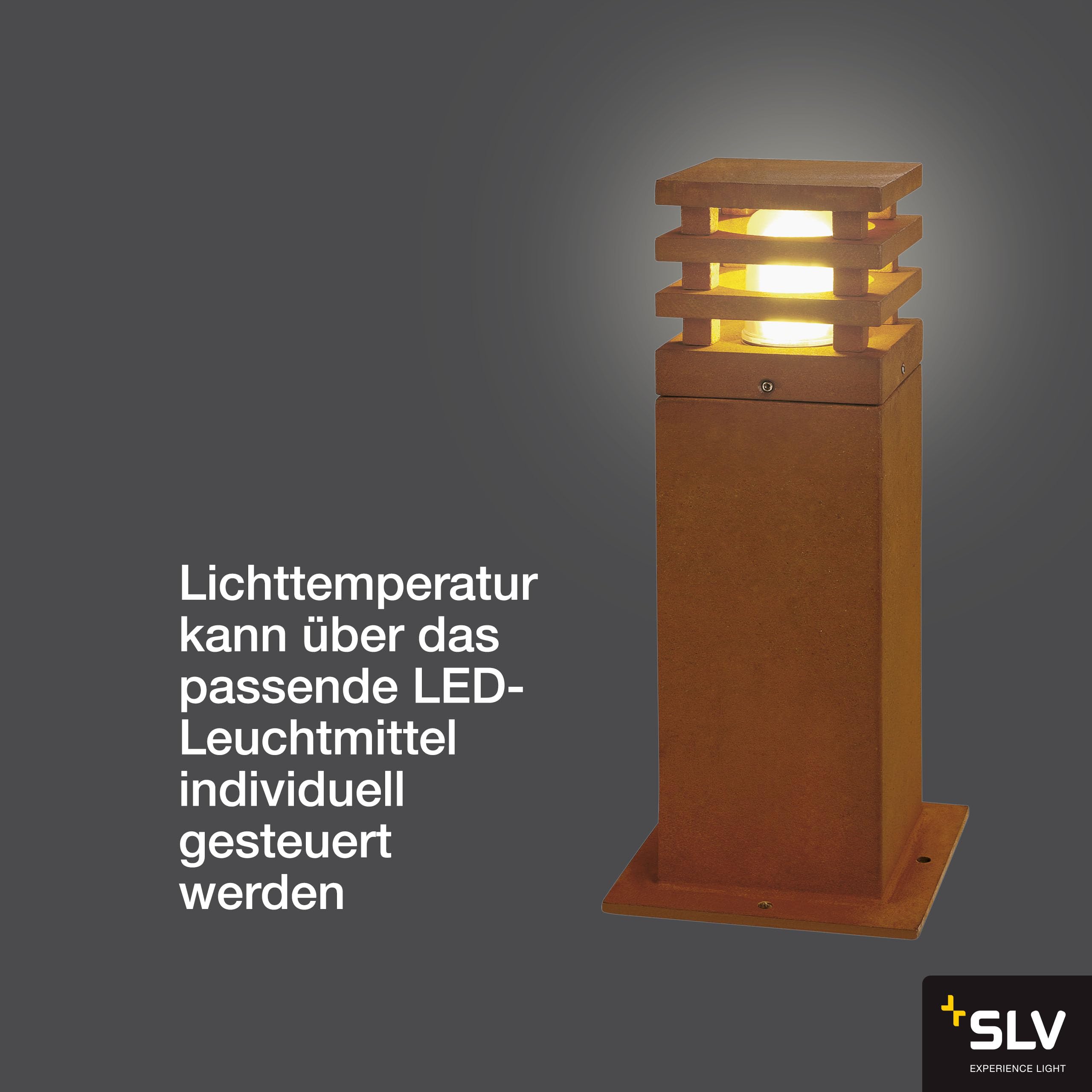SLV Lampa stojąca RUSTY SQUARE 40 SLV/zewnętrzne oświetlenie ścieżek, ścian, wejść, zewnętrzna lampa ogrodowa LED / E27 IP55 11W, kolor rdzy