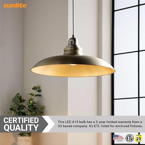 Miniatura 4 de Sunlite Bombilla LED A19 40259, 10 vatios (equivalente a 60 W), 800 lúmenes, base GU24 Twist and Lock, regulable, 90 CRI, certificación UL, Energy