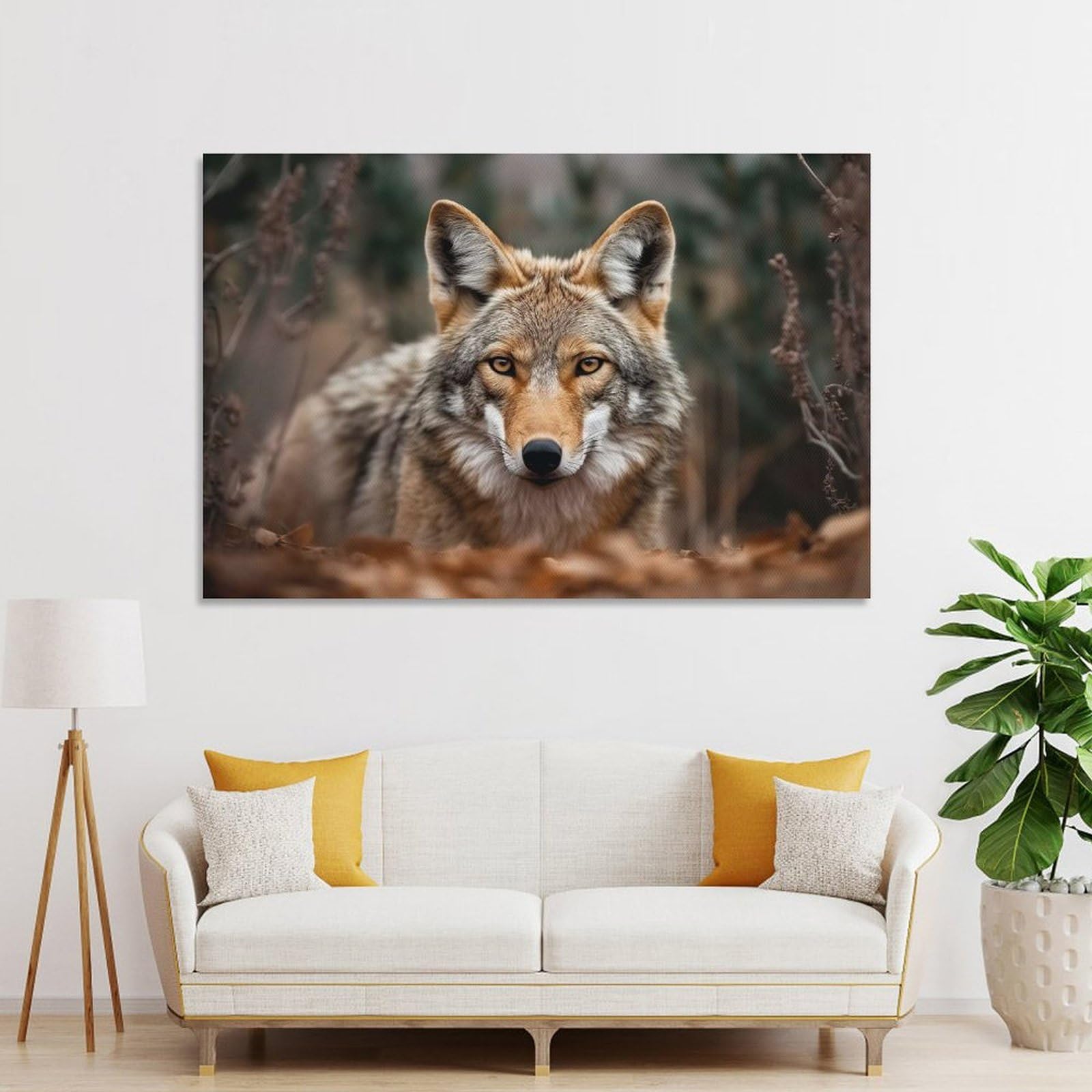 Junmoney Coyote Wildlife Photograph Decorative Wall Artwork 20x30inch(50x75cm), for Home Lounge, Bedroom Or Reading Nook, Modern Wall Decor for Cosy Interiors