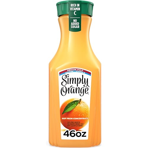 Simply Orange Medium Pulp Orange Juice with Calcium and Vitamin D Bottle, 46 fl oz