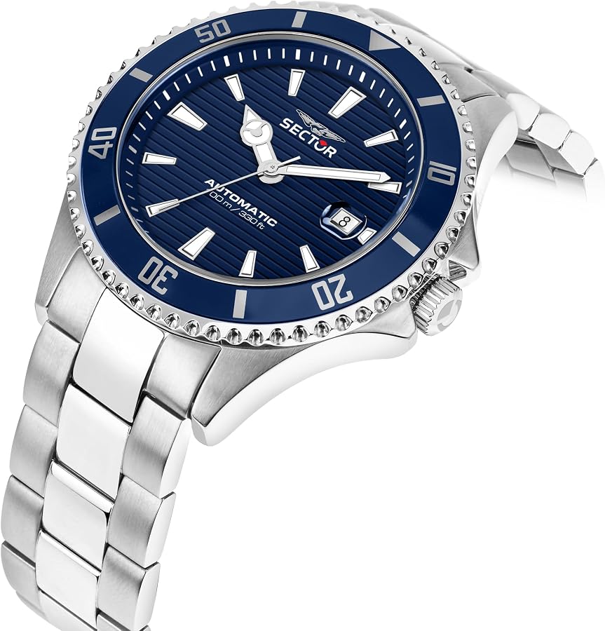 Sector No Limits 230 Orologio Uomo Automatico: Cassa 43mm In Acciaio Riciclato, Quadrante Nero, Vetro Minerale, Impermeabile 20 ATM | Design Sportivo Italiano