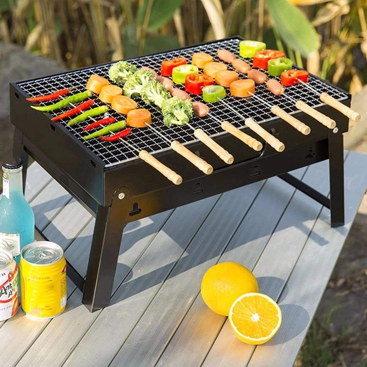 GREEVAChrome Steel Coal Barbeque Grill Tandoor Grill portable bbq Grill for outdoor