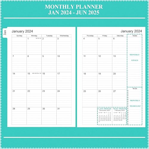 Miniatura 4 de Agenda 2024-2025 - enero 2024-junio 2025 planificador semanal mensual con 18 pestañas mensuales - Agenda 2024-2025 con cierre elástico, bolsillo