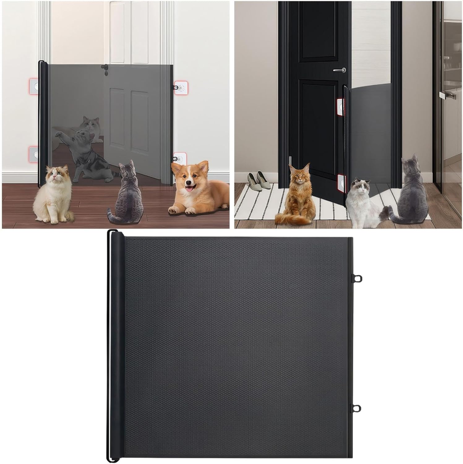 Retractable Gate, No-Drill Extra Wide Design (Up to 52"), Reinforced Mesh Safety Barrier for Stairs, Hallways and Doorways, Indoor/Outdoor Use (Black, Large) - Image 5