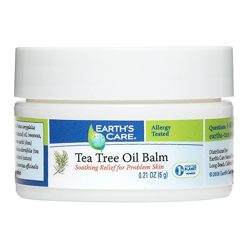 Earth's Care Bálsamo de aceite de árbol de té, sin parabenos, colores o fragancias, probado para alergias, tamaño de prueba, 0.21 onzas.