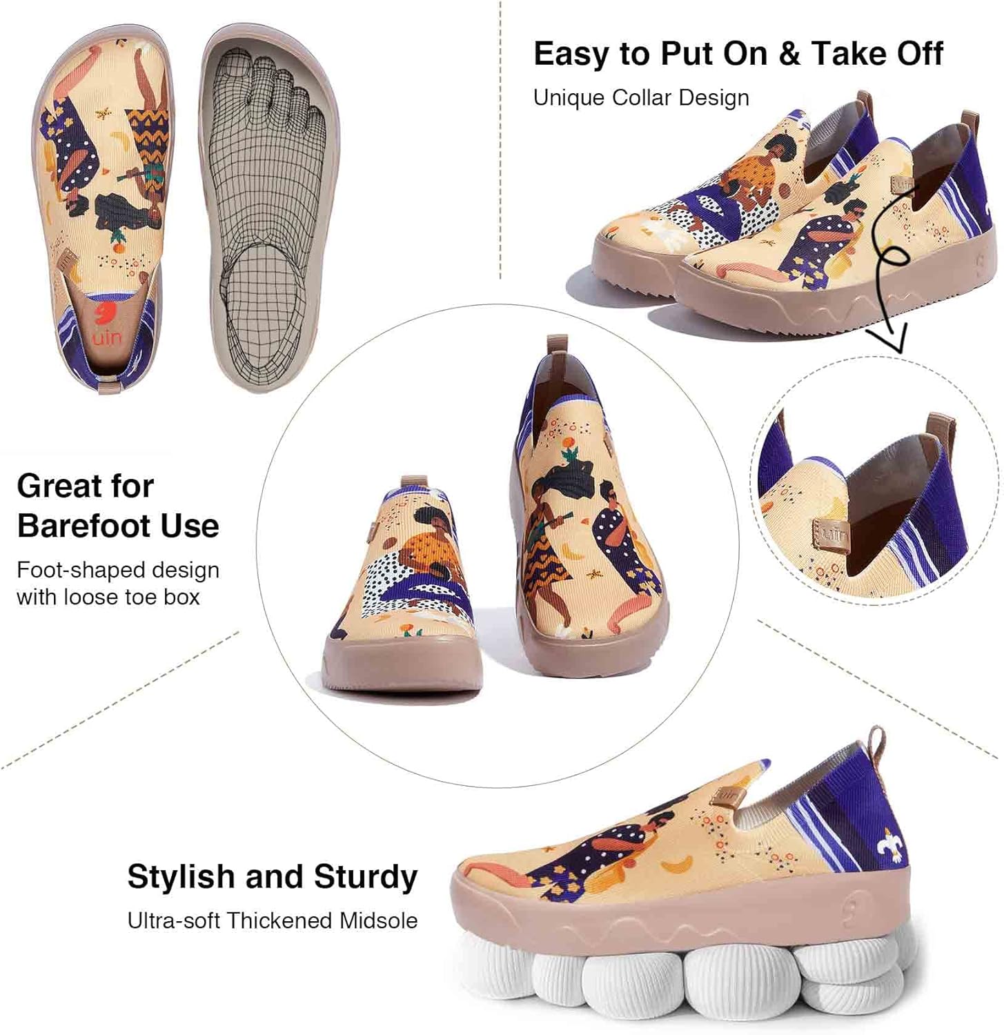 UIN Platform Slip On Shoes for Women Knit Fashion Painted Lightweight Comfortable Casual Fall Shoes Outdoor Travel Work Comfort Women's Sneakers - Image 7