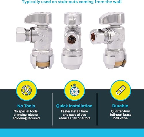 Miniatura 3 de SharkBite 23037-0000LF conectores rectos de suministro con sujeción y tope, de 0.5 pulgadas x 0.37 pulgadas, 23036-0000LF