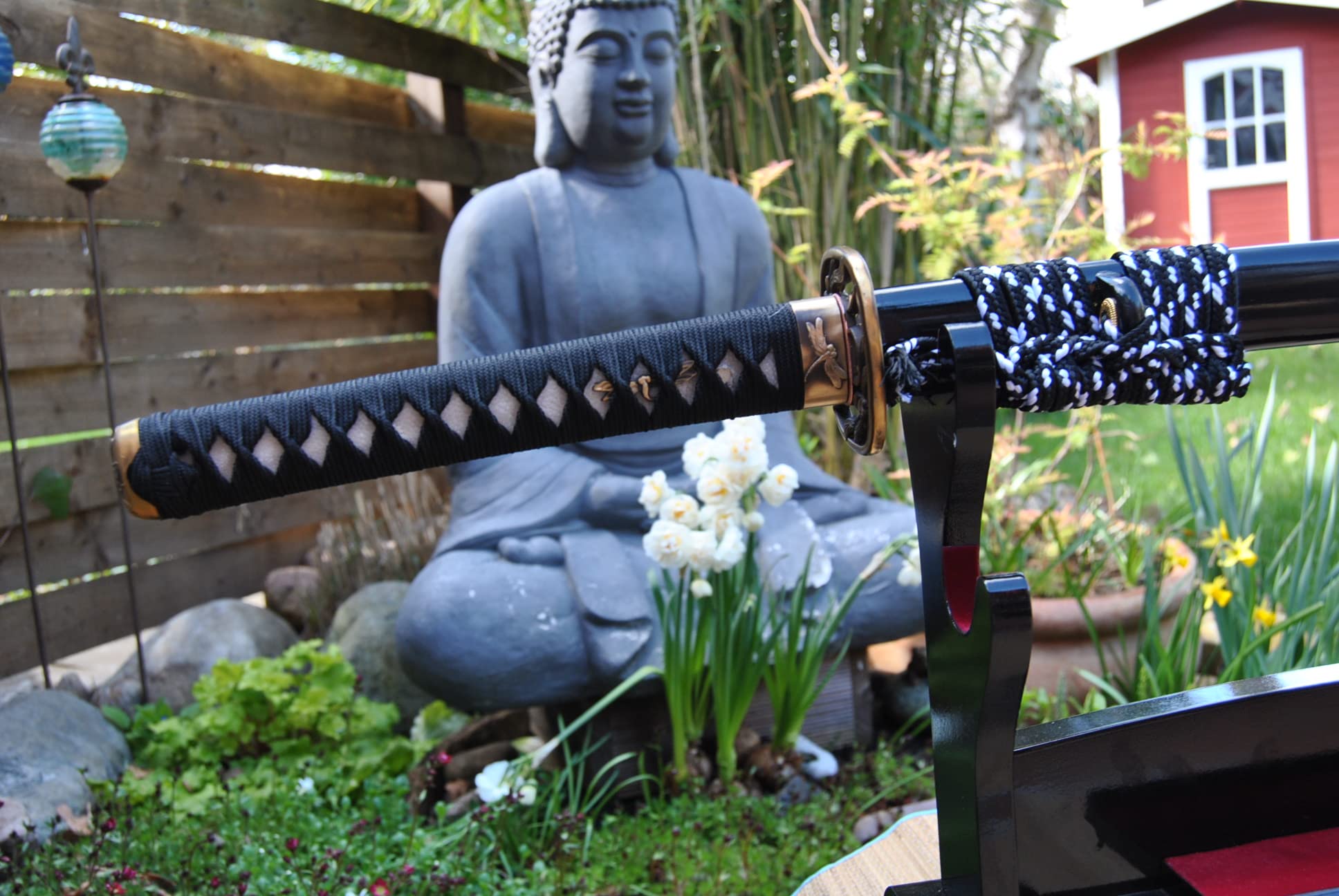 Samurai Oriole Katana Schwerter - scharf, echt & handgeschmiedet - gefaltetes Katana Schwert ohne Ständer - echtes Japanisches Samurai Sword aus Kohlenstoffstahl - Japan Deko Katanas