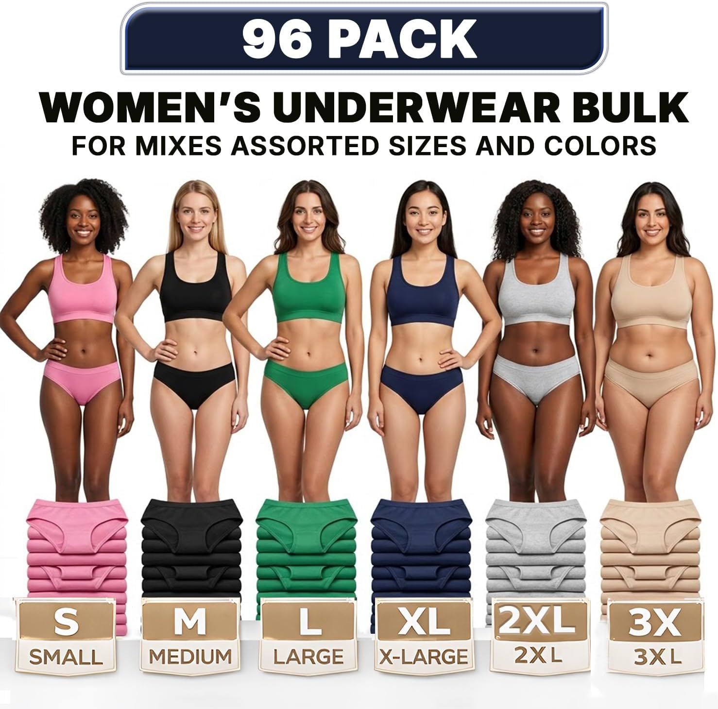 BILLIONHATS Womens Panties in Bulk, Wholesale Ladies Brief Underwear, Homeless Shelters Charity Donations