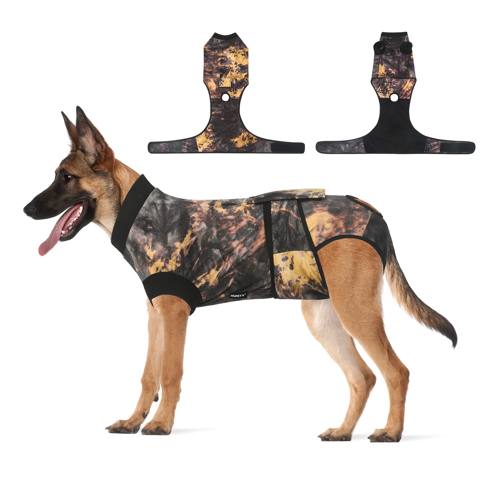 JiupetyDog Recovery Suit Adjustable, Dog Bodysuit for Abdominal Wound After Surgery, Substitute E-Collar, 3XL Size, Anti-Licking Surgical Dog Onesies, Tie-dye.