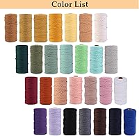 Vista 3 de Cuerda de macramé verde militar de 0.118 in x 109 yardas, cuerda de algodón colorido de algodón suave para colgar en la pared, colgadores