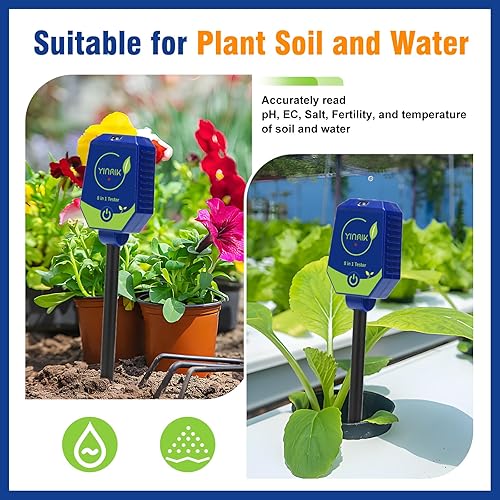 Miniatura 9 de YINMIK Medidor digital de pH del suelo para jardineros, probador de pH directo del suelo para el cuidado de las plantas, mide el pH de la solución,