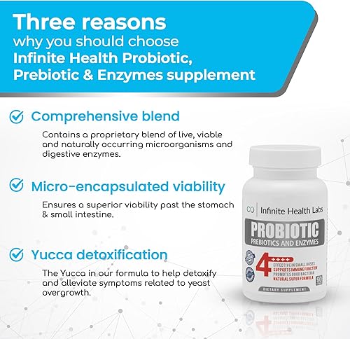 Miniatura 3 de Suplemento probiótico / Infinite Health - 90 cápsulas pequeñas fáciles de tragar - Todo natural, ayuda a aliviar problemas digestivos y gases -