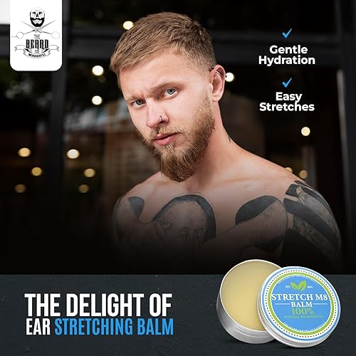 Miniatura 7 de The Beard and The Wonderful Bálsamo vegano para estiramiento de oídos - Cuidado posterior para piercings - 0.5 fl oz - Estiramiento de lóbulos -