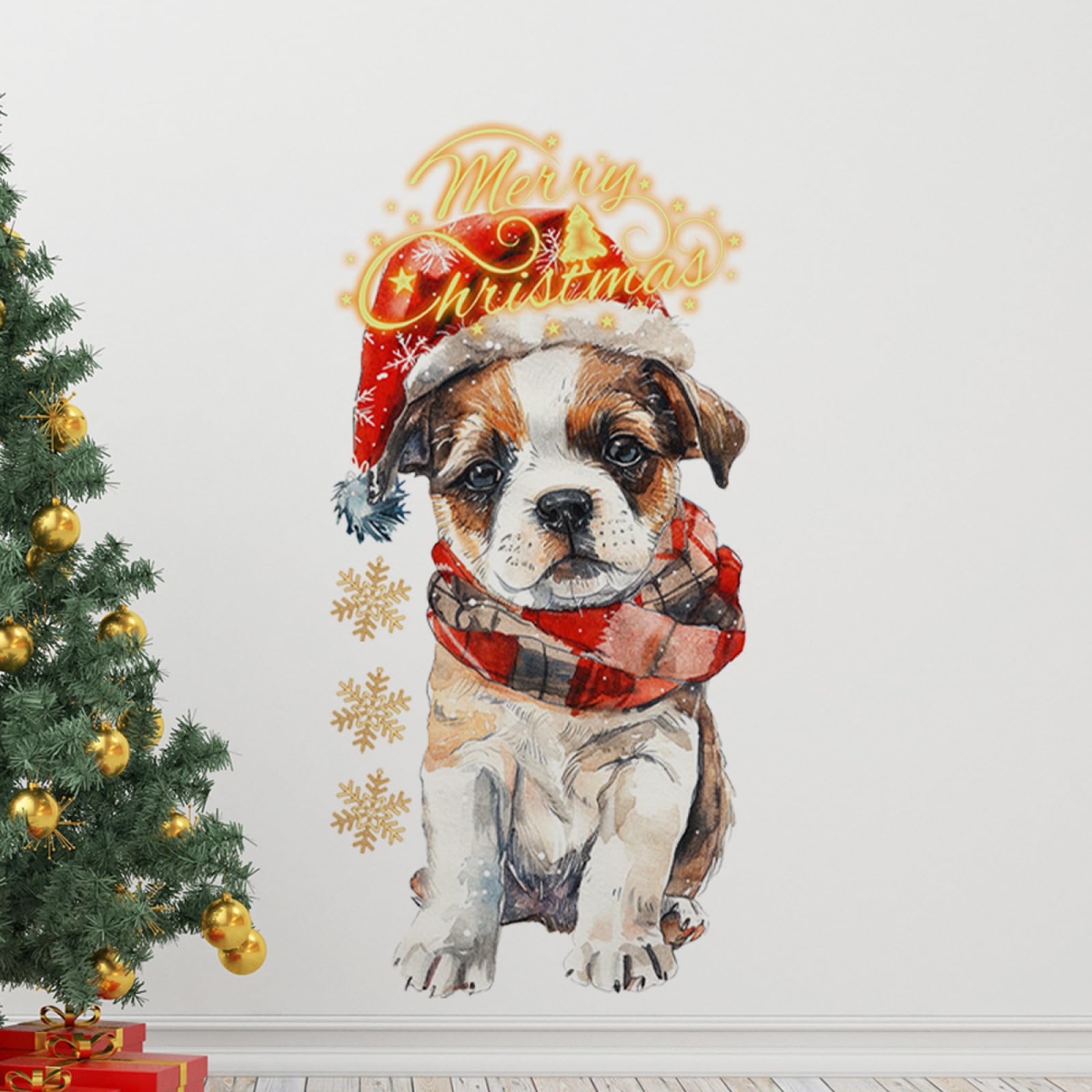 Autocollant mural sticker mural chien jaune pour décoration de chambre enfants