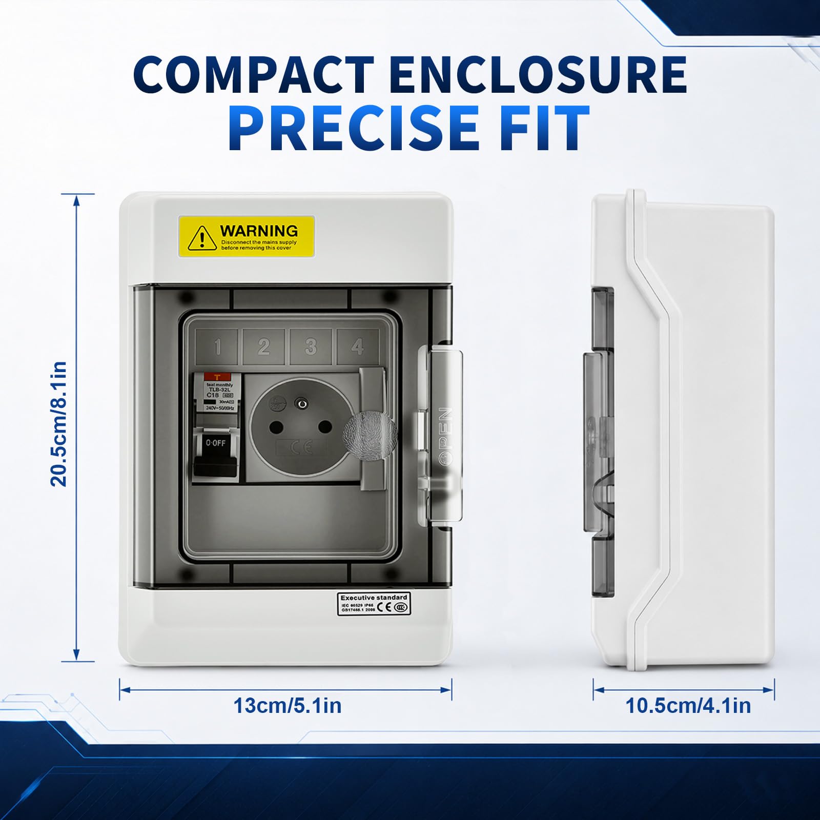 Coffret électrique 16A 230V avec Disjoncteur Différentiel, étanche IP66