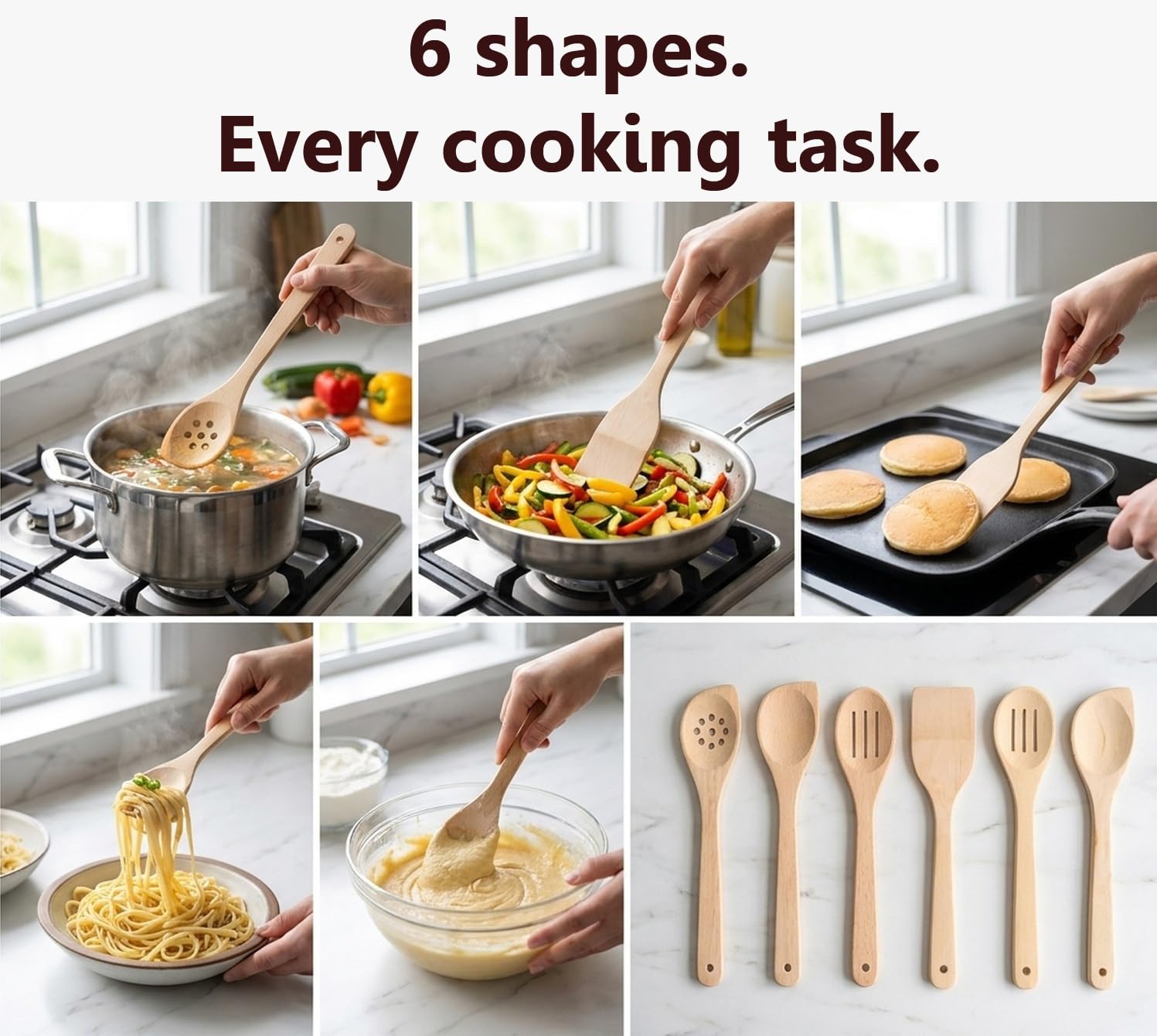 ECOSALL 6 gesunde Holzlöffel zum Kochen - sicheres & zuverlässiges