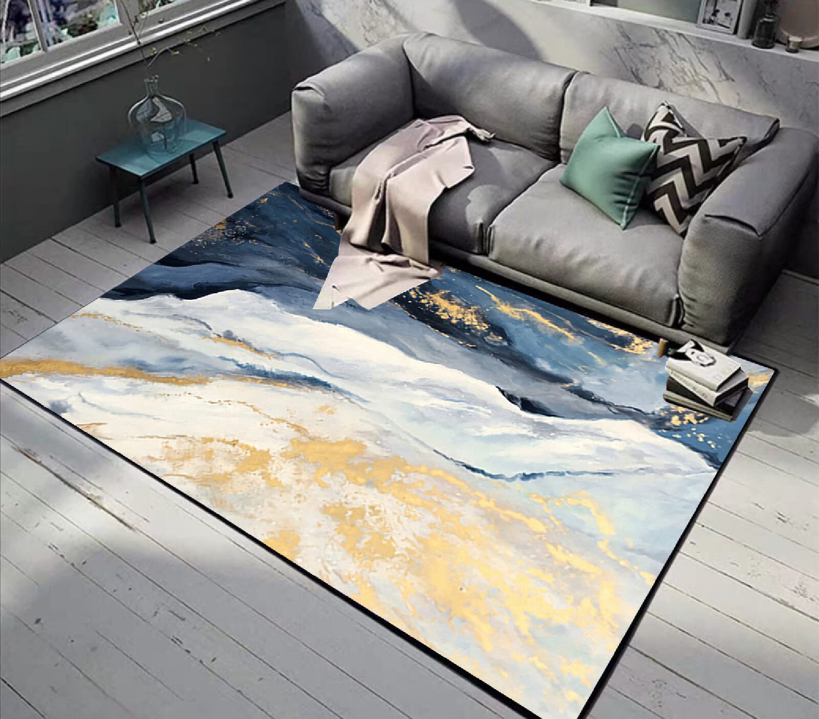 Tapis doux et durable pour salon qui ne glisse pas motif nuages