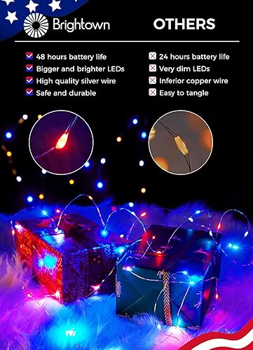Miniatura 2 de Brightown 12 Pack Led Fairy Lights Battery Operated String Lights Waterproof Silver Wire 7 Feet 20 Led Firefly Starry Moon Lights for DIY Wedding