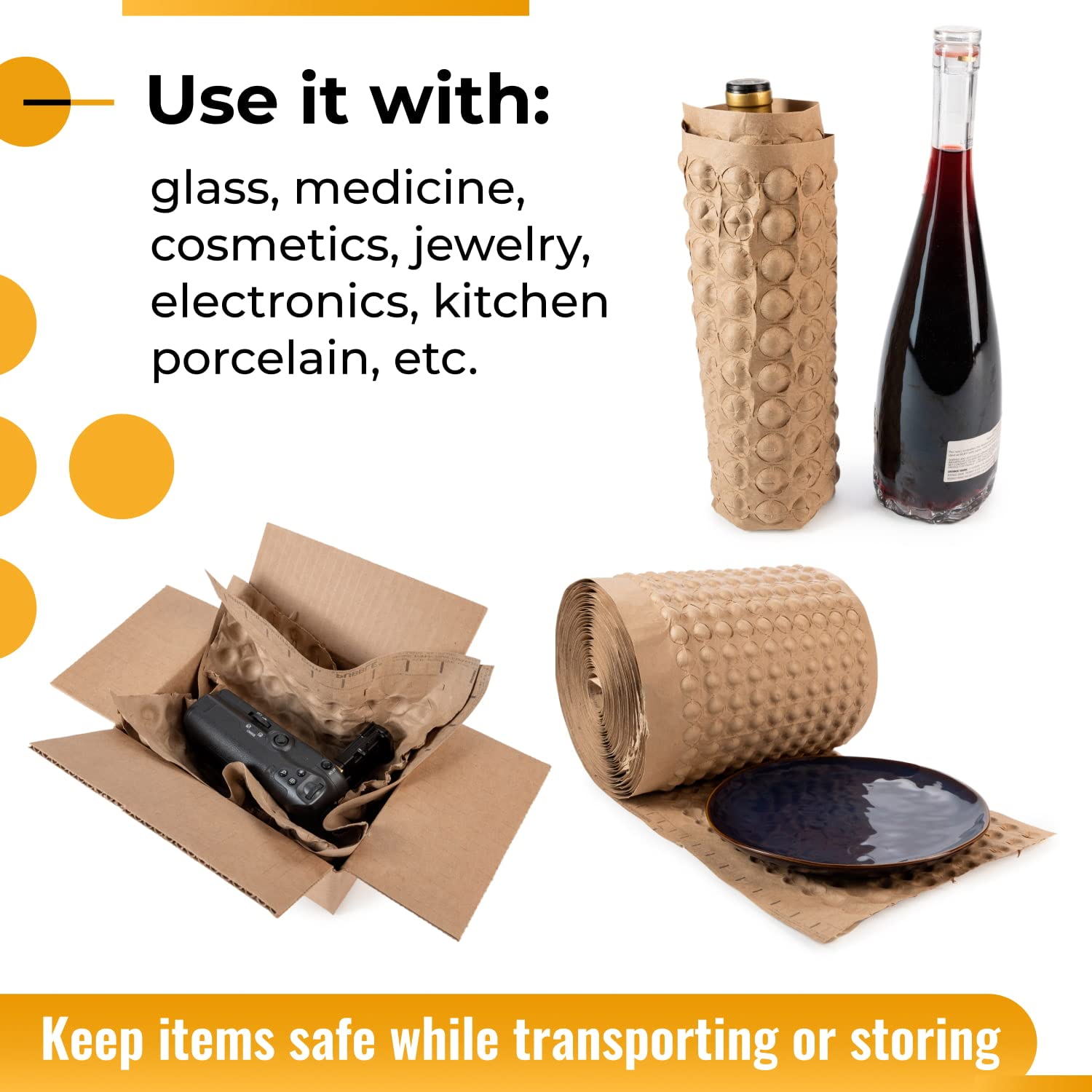 IDL Packaging Papel de 12 x 100 pies, alternativa ecológica a las burbujas de plástico, tamaño de burbuja de 3/4 pulgadas, material de embalaje para mudanza, envío y almacenamiento