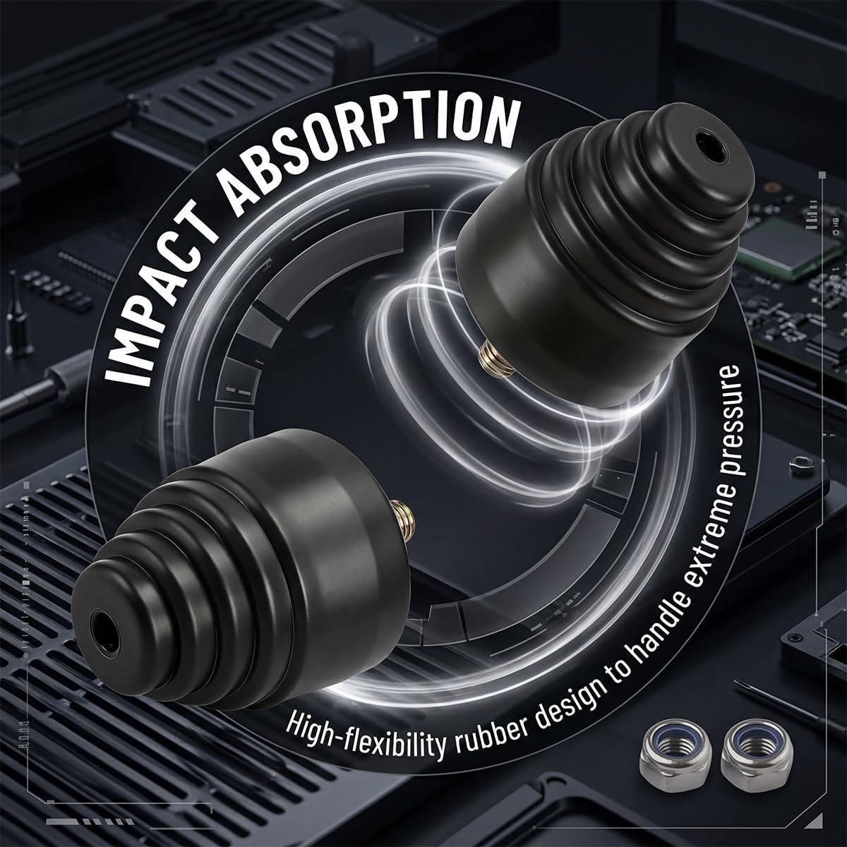 2PCS Car Suspension Bump Stopper, Rubber Shock Absorbers Vehicle Rear Bump Stop Block Kit with Screw Nuts, Shock Absption Auto Leaf Spring Bumpers Replacement, Universal Fit
