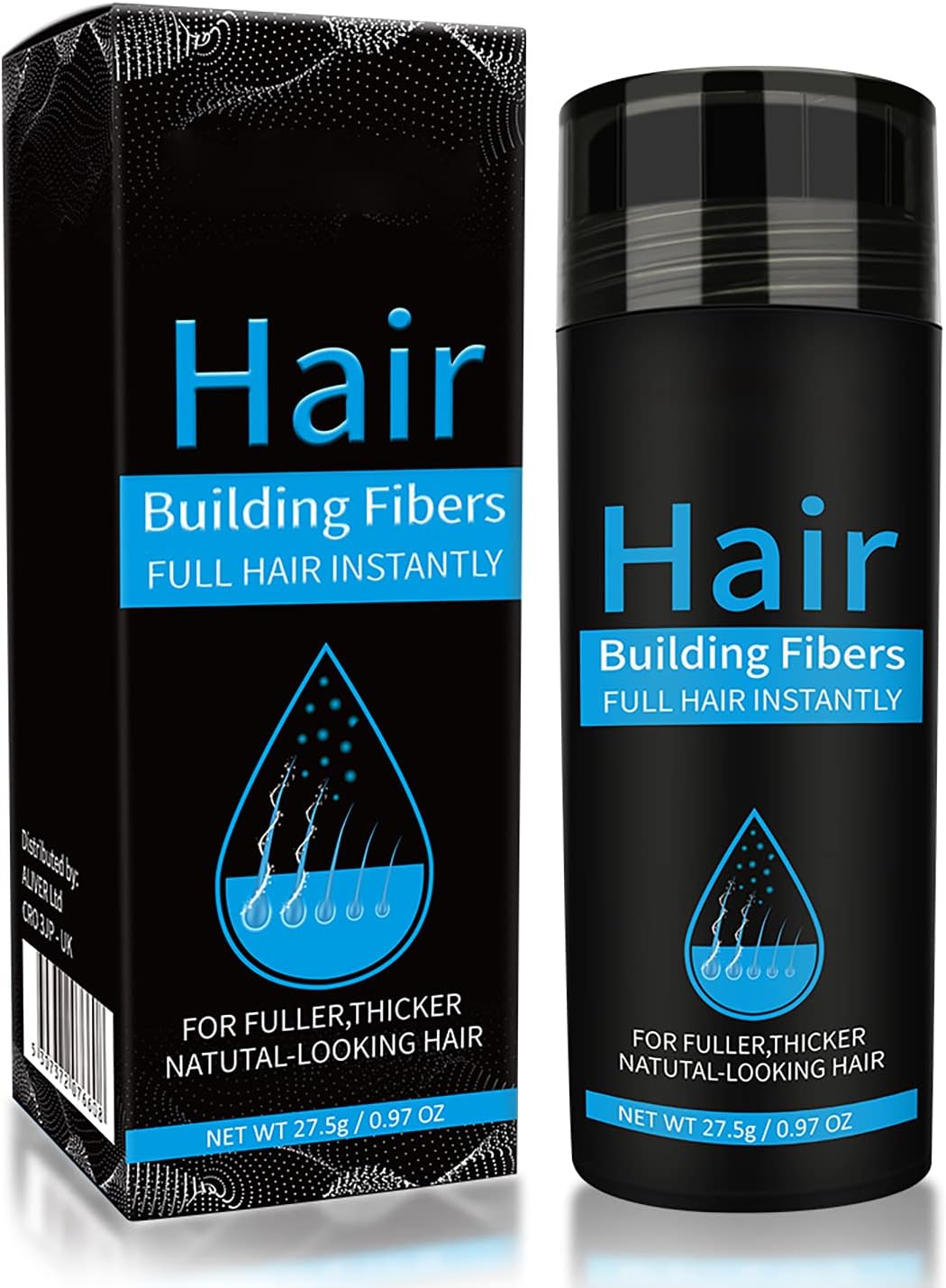 Hair Building Fibres, Professional Quality Fiber Hair Powder, Hair Loss Concealer for Thinning Hair for Women and Men, Best Hair Thickening Products Dark Brown
