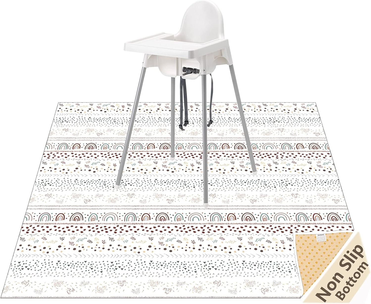 Splat Mat for Under High Chair/Arts/Crafts, WOMUMON Washable Spill Mat